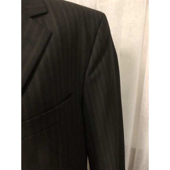Hugo Boss Men's Blazer Black Brown Stripe Pure Wool Fully Lined Size 40R - Picture 4 of 12